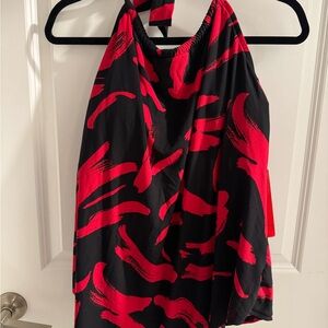 Miraclesuit Red and Black Halter SwimTop